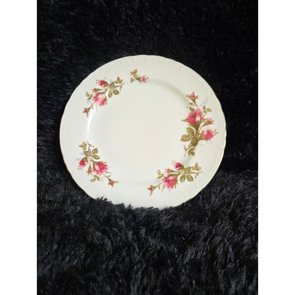 Grant Crest Fine China Royal Rose Dinner Plate 10" Gold Trim Vintage Replacement